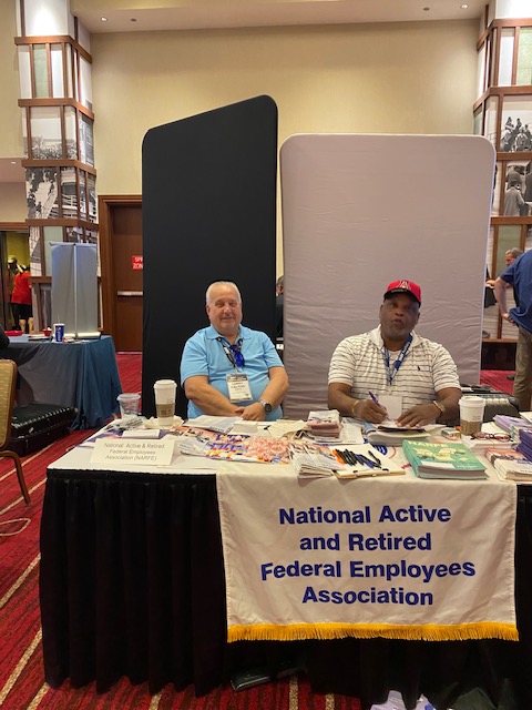 RVP2 Larry Walton and Dr. Gary Roundtree Sr. at recruiting for NARFE at the DAV Nation Conventions 2023 and 2024